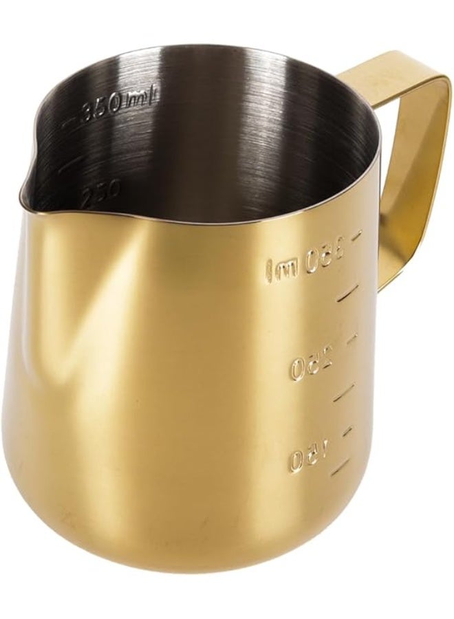 إبريق حليب سعة 350 مل، أباريق حليب، إبريق ذهبي من الفولاذ المقاوم للصدأ، للاستخدام المنزلي والاحترافي في تحضير القهوة (ذهبي) - Image 1